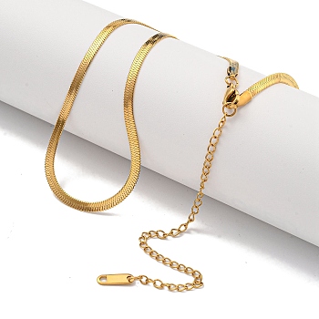 Brass Snake Chain Necklaces for Women, Real 18K Gold Plated, 14.53 inch(369mm)