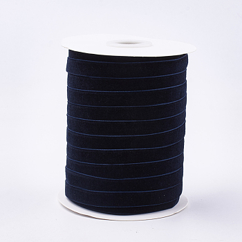 Single Face Velvet Ribbon, Midnight Blue, 3/8 inch(9.5~10mm), about 50yards/roll(45.72m/roll)