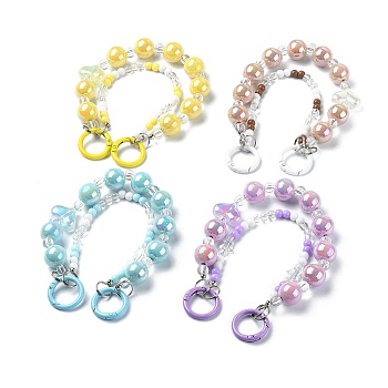 Acrylic Heart Beaded Mobile Straps, Multifunctional Chain, with Alloy Spring Gate Ring, Mixed Color, 24.5cm