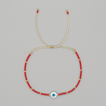 Adjustable Turkish Blue Shell Evil Eye Colorful Braided Beaded Bracelet for Women
