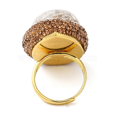 Natural Quartz Crystal Oval Adjustable Ring with Rhinestone(RJEW-E052-01G)-3