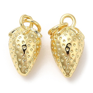 Real 18K Gold Plated Strawberry Brass Charms
