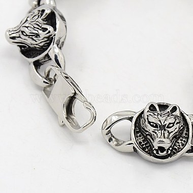 Fashionable Retro Jewelry 304 Stainless Steel Wolf Bracelets for Men(BJEW-L045-47)-3