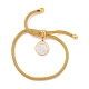 Crystal Rhinestone Flat Round Charm Slider Bracelet with Round Mesh Chain for Women(BJEW-C013-07G)-1