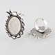 Vintage Adjustable Iron Finger Ring Components Alloy Double Kissing Birds Cabochon Bezel Settings(PALLOY-O039-14AS)-1