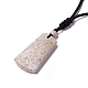 Natural Fossil Coral Trapezoid Pendant Necklace for Women(NJEW-C002-01)-3