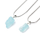 Natural Aquamarine Irregular Rough Nugget Pendant Necklace with 304 Stainless Steel Snake Chains(NJEW-JN04021)-1