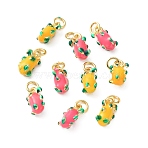 Brass Enamel Pendants, Pitaya Charms, Golden, 11.5x6.5x5.5mm, Hole: 3mm(KK-D111-02G)