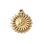 304 Stainless Steel Charms, Sun Charm, PVD Vacuum Plating, Real 18K Gold Plated, 15x13x2.5mm, Hole: 1.4mm(STAS-E548-06G)