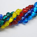 Handmade Silver Foil Glass Beads, Heart, Mixed Color, 20x20x13mm, Hole: 2mm(FOIL-R050-20x13mm-M)