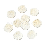 10Pcs Carved Natural Freshwater Shell Pendants, Shell Shape Charms, Seashell Color, 28x28x2mm, Hole: 1.8mm(SHEL-YW0001-15)