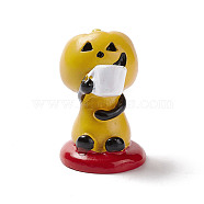 Halloween Theme Mini Resin Home Display Decorations, Pumpkin Character with Cup, Gold, 29x45mm(DJEW-B005-03)