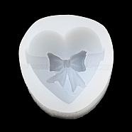 Heart with Bowknot DIY Silicone Molds, Fondant Molds, for Ice, Chocolate, Candy, UV Resin & Epoxy Resin Craft Making, Antique White, 56x53x31mm, Inner Diameter: 46x43x24mm(SOAP-PW0001-046D)
