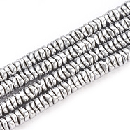 Electroplate Non-magnetic Synthetic Hematite Beads Strands, Wavy Disc, Platinum Plated, 4x1.5mm, Hole: 1mm, about 270pcs/strand, 16.1 inch(G-T061-179K)