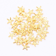 Alloy Cabochons, Epoxy Resin Supplies Filling Accessories, for Resin Jewelry Making, Cadmium Free & Lead Free, Starfish Shape, Golden, 5x5x0.5mm(PALLOY-WH0068-21G-RS)