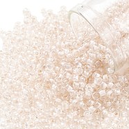 TOHO Round Seed Beads, Japanese Seed Beads, (1068) Pale Blush Pink Lined Crystal, 8/0, 3mm, Hole: 1mm, about 1110pcs/50g(SEED-XTR08-1068)