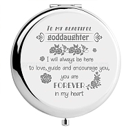 304 Stainless Steel Customization Mirror, Flat Round with Word, Rose Pattern, 70x65mm(DIY-WH0245-017)