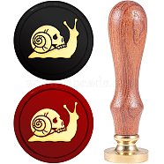 Wax Seal Stamp Set, Sealing Wax Stamp Solid Brass Head,  Wood Handle Retro Brass Stamp Kit Removable, for Envelopes Invitations, Gift Card, Snail Pattern, 83x22mm(AJEW-WH0208-791)