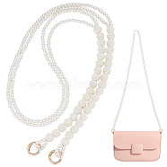 Elite 1Pc Acrylic Imitation Pearl Bead Chain Bag Handle, with Spring Gate Rings, for Shoulder Bag Replacement Accessories, Golden, 120cm(FIND-PH0009-62B)