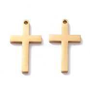 Ion Plating(IP) 304 Stainless Steel Pendants, Cross, Golden, 35x20x2.8mm, Hole: 2.5mm(STAS-A057-07G)