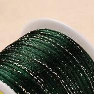 Round Polyester Metallic Cord, Dark Green, 2mm, 100meter/roll(OCOR-L021-03)