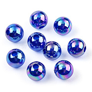 Transparent Acrylic Beads, AB Colors Plated, Round, Dark Blue, 6mm, Hole: 1.8mm, about 4800pcs/500g(MACR-T046-01C-02)