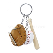 PU Leather Keychain, Baseball Set Shape, Peru, 3.5cm(PW-WG31947-01)