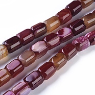 Natural Agate Beads Strands, Dyed & Heated, Column, Old Rose, 20x15mm, Hole: 1.2mm, about 19pcs/strand, 14.76 inch(37.5cm)(G-L542-B13)