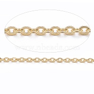 Ion Plating(IP) 304 Stainless Steel Cable Chains, for DIY Jewelry Making, Soldered, with Spool, Flat Oval, Golden, 1.5x1.3x0.3mm, about 32.8 Feet(10m)/roll(CHS-H007-01G)