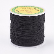 Polyester Cord, Black, 0.8mm, about 87.48 yards(80m)/roll(OCOR-P008-900)