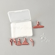 Zinc Alloy Diamond Sticky Pen Heads Set, with Silicone Rings & Plastic Box, Rose Gold, 0.5~2.2x0.5~3.6x0.1~0.7cm, Inner Diameter: 0.2cm, 21pcs/set(TOOL-SZC0002-02)
