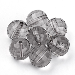 Transparent Acrylic Beads, Faceted, Round, Light Grey, 16x15.5mm, Hole: 2.7mm, about 206pcs/500g(TACR-Q254-16mm-V70)