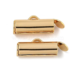 Brass Slide On End Clasp Tubes, Slider End Caps, with Pendant Bails, Real 18K Gold Plated, 5.5x12.5x4mm, Hole: 0.9mm, Inner Diameter: 3mm(KK-N254-119G-01)