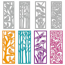 Rectangle Carbon Steel Cutting Dies Stencils, for DIY Scrapbooking, Photo Album, Decorative Embossing Paper Card, Stainless Steel Color, Bird & Butterfly & Tree & Branch, Mixed Patterns, 132x52x0.8mm(DIY-WH0309-1028)