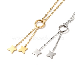 Vacuum Plating 304 Stainless Steel Star Pendant Lariat Necklaces, Mixed Color, 20.08 inch(51cm)(NJEW-G125-06)