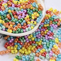 Glass Seed Beads, Opaque Colours Luster, Peanut, Colorful, 5~6x2.5~3x3~3.5mm, Hole: 1~1.2mm, about 5000pcs/pound(SEED-L011-04A-17)