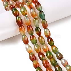 Natural Agate Beads Strands, Faceted, Oval, Dyed, Sienna, 10.5~12x7.5~8mm, Hole: 1mm, about 32pcs/strand, 14.57~15.2''(37~38cm)(G-T138-180F)