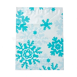 PE Plastic Self-Adhesive Packing Bags, White, Rectangle, Snowflake Pattern, 33.5~33.8x25~25.1x0.01cm(OPP-B003-01B-12)