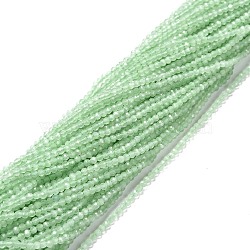 Cat Eye Beads Strands, Round, Faceted, Pale Green, 2mm, Hole: 0.2mm, 14.17 inch(36cm), 174~184pcs/strand(X-CE-I005-A49)