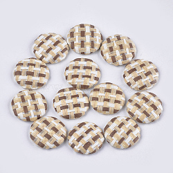 Handmade Straw Woven Cabochons, with Aluminum Bottom, Flat Round, Platinum, Colorful, 17.5~18x4.5mm(WOVE-S119-09A-03)