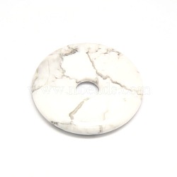 Donut/Pi Disc Natural Gemstone Pendants, Howlite, Donut Width: 16mm, 40x5.5mm, Hole: 8mm(G-L234-40mm-13)