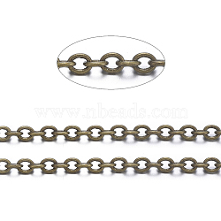 Brass Cable Chains, Soldered, with Spool, Oval, Cadmium Free & Nickel Free & Lead Free, Antique Bronze, 2.5x2x0.45mm, about 301.83 Feet(92m)/roll.(CHC027Y-AB)