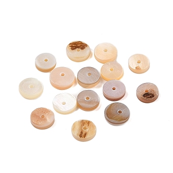 Natural Shell Bead Spacers, Disc/Flat Round, Heishi Beads, Seashell Color, 7~8x1~3mm, Hole: 1mm, about 144pcs/bag