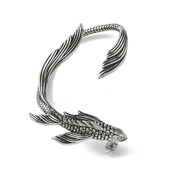 316 Surgical Stainless Steel Cuff Earrings, Right, Fish, 52.5x42.5mm