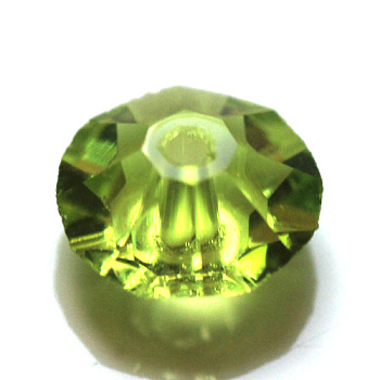Imitation Austrian Crystal Beads, Grade AAA, Faceted, Flat Round, Yellow Green, 6x3.5mm, Hole: 0.7~0.9mm