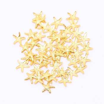 Alloy Cabochons, Epoxy Resin Supplies Filling Accessories, for Resin Jewelry Making, Cadmium Free & Lead Free, Starfish Shape, Golden, 5x5x0.5mm