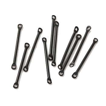 304 Stainless Steel Connector Charms, Bar Links, Electrophoresis Black, 20x2x1mm, Hole: 1mm