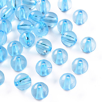 Transparent Acrylic Beads, Round, Light Sky Blue, 10x9mm, Hole: 2mm, about 940pcs/500g