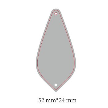 Carbon Steel Cutting Dies Stencils, for DIY Leather Making, Teardrop, Matte Platinum Color, 52x24mm