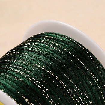 Round Polyester Metallic Cord, Dark Green, 2mm, 100meter/roll